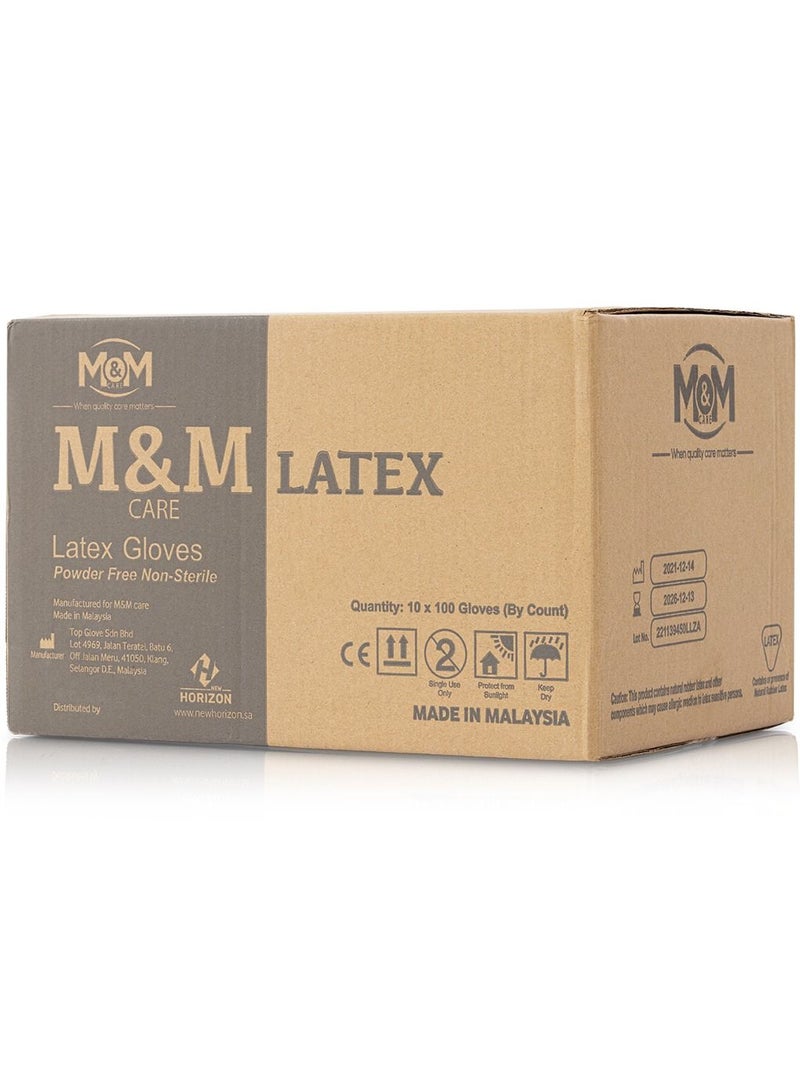 M&M CARE Powder Free Latex Medical Gloves - 1000 gloves  - Image 3