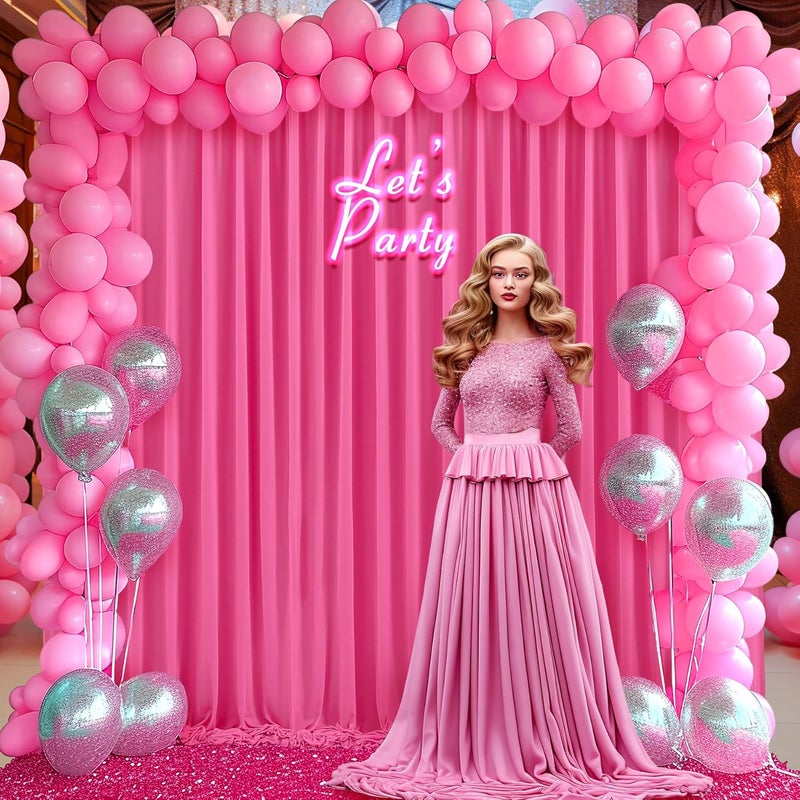 PARTISKY 40x10FT Hot Pink Backdrop Curtains for Wedding Parties, Wrinkle Free Polyester Photography Backdrop Drapes for Wedding Baby Shower Birthday Parties Stage Background Stand Decorations 4x10ft,10 Panels - Image 4