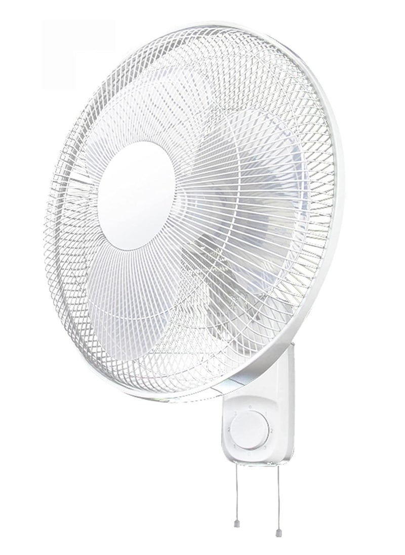 16 Inch Wall Fan High Performance Fan with 3 Speed ​​Controls, 5 Leaf Blades and 2 Pull Cord Adjustable Tilt Angle and Efficient Cooling
