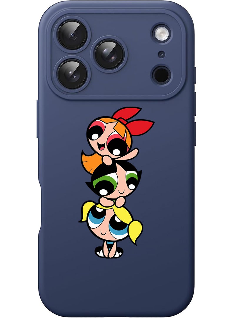 Theodor Protective Slim Fit Case Liquid Silicone Cover with Full Body Protection Anti-Scratch Shockproof Case For Apple iPhone 17 Pro Max (Blue) Powerpuff - Image 1