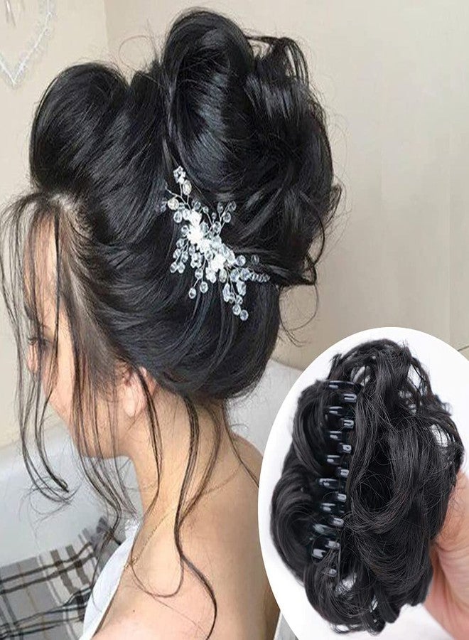 VIVIAN Claw Clip In Hair Bun Messy Curly Clip In Claw Hair Hairpieces Natural Wavy - Image 2