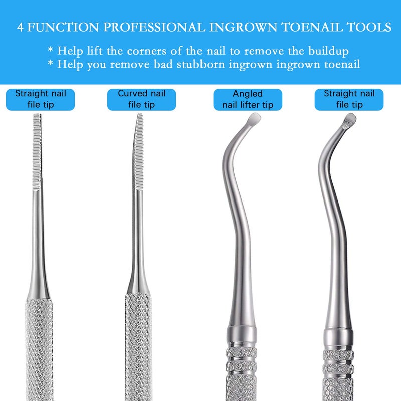 YINYIN 2PCS Ingrown Toenail File and Lifter with Storage Case,YINYIN100% Stainless Steel ingrown toenail Tool,Double Sided Professional Grade Nail Cleaner Tool - Image 3
