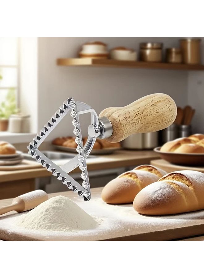 قاطعة بسكويت مثلثة من سبائك الزنك بمقبض خشبي، قالب خبز قطعة واحدة، ملحق مطبخ - Image 2