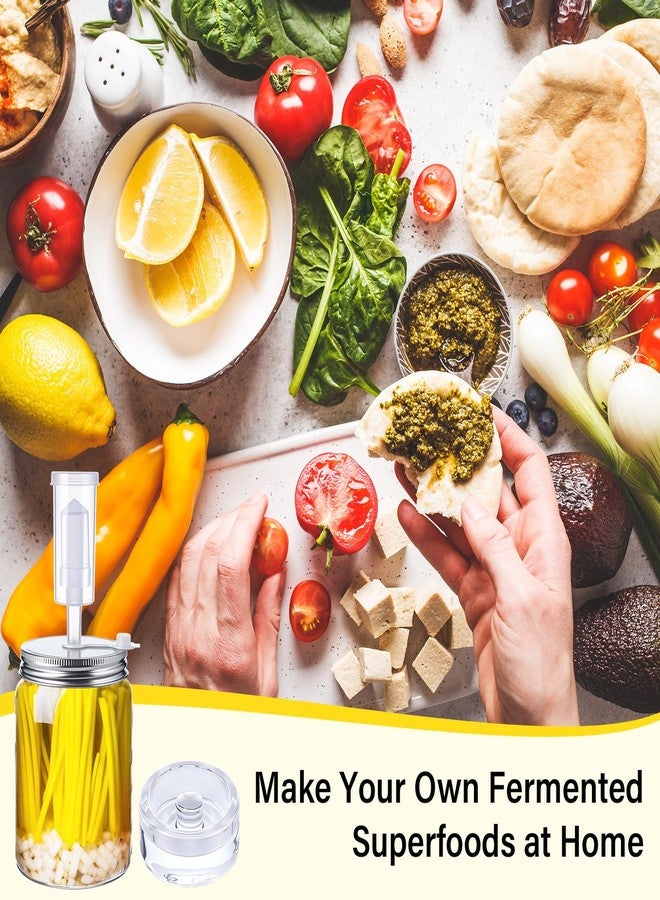 Yiyiring مجموعة يييرينغ المكونة من 8 قطع لتخمير مخلل الملفوف في برطمانات ماسون ذات الفتحة الواسعة، تتضمن 8 أقفال هوائية، و8 أغطية تخمير، و8 أوزان زجاجية، و8 حلقات وحلقات سيليكون (البرطمانات غير متضمنة). - Image 5