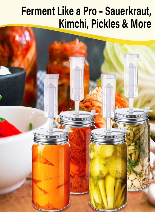 Yiyiring مجموعة يييرينغ المكونة من 8 قطع لتخمير مخلل الملفوف في برطمانات ماسون ذات الفتحة الواسعة، تتضمن 8 أقفال هوائية، و8 أغطية تخمير، و8 أوزان زجاجية، و8 حلقات وحلقات سيليكون (البرطمانات غير متضمنة). - Image 4