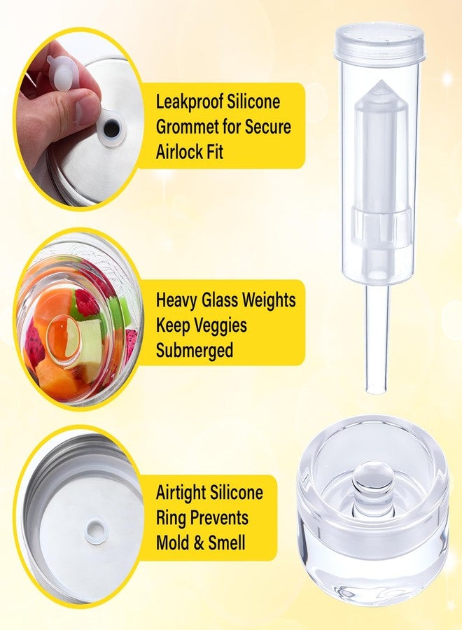 Yiyiring مجموعة يييرينغ المكونة من 8 قطع لتخمير مخلل الملفوف في برطمانات ماسون ذات الفتحة الواسعة، تتضمن 8 أقفال هوائية، و8 أغطية تخمير، و8 أوزان زجاجية، و8 حلقات وحلقات سيليكون (البرطمانات غير متضمنة). - Image 3