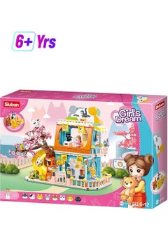 Sluban Girl'S Dream Series Cat House Building Blocks 521 Pcs With Mini Figuer And 8 Cats For Age 6 Plus Years Old  - Image 1