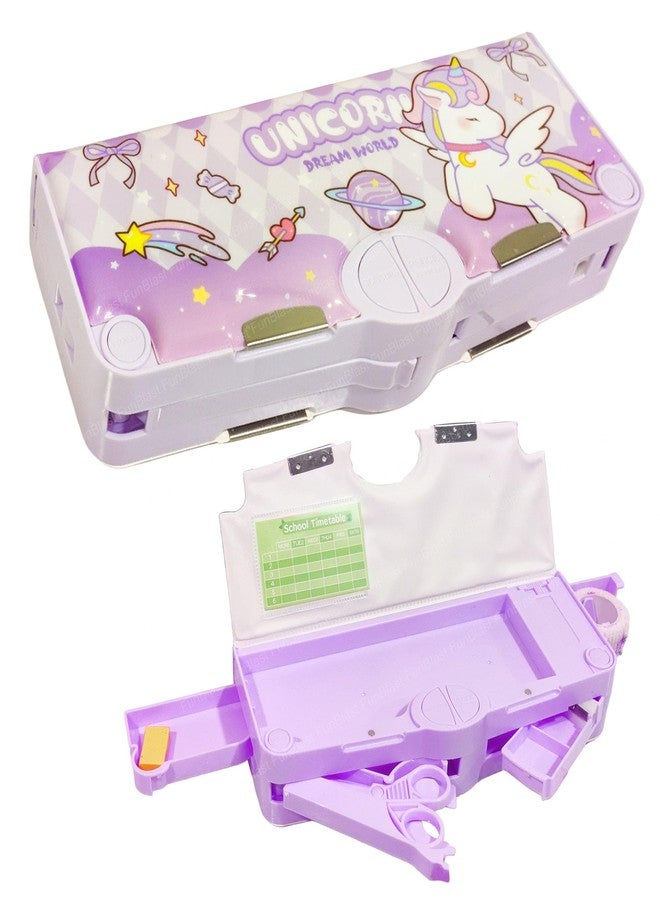 FunBlast Pencil Box for Girls, Multifunctional Pencil Box for Kids, Unicorn Pencil Box for Girls, Unicorn Return Gifts for Kids - Plastic (Purple) - Image 1