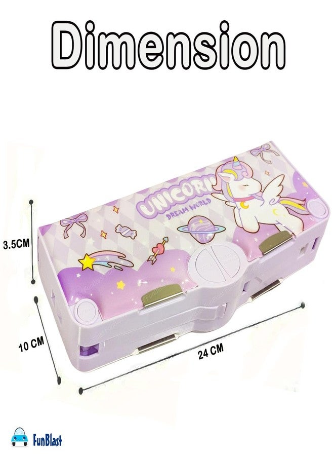 FunBlast Pencil Box for Girls, Multifunctional Pencil Box for Kids, Unicorn Pencil Box for Girls, Unicorn Return Gifts for Kids - Plastic (Purple) - Image 2