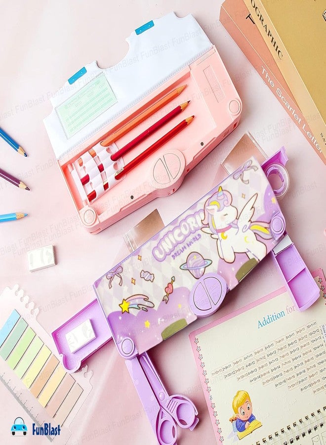FunBlast Pencil Box for Girls, Multifunctional Pencil Box for Kids, Unicorn Pencil Box for Girls, Unicorn Return Gifts for Kids - Plastic (Purple) - Image 5
