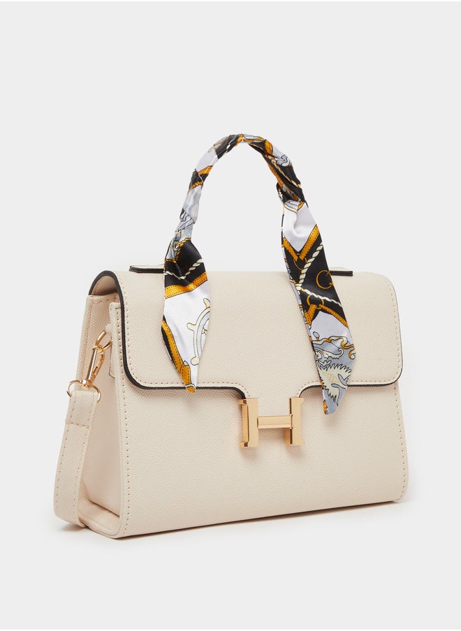 Styli Printed Ribbon Handbag with Top Handle  - Image 1