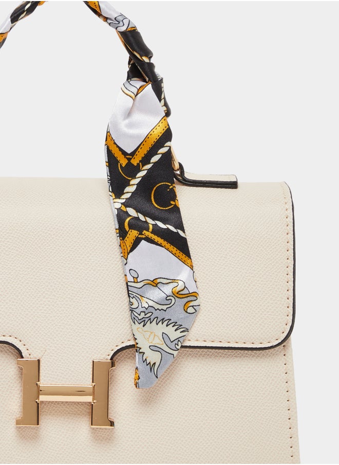 Styli Printed Ribbon Handbag with Top Handle  - Image 3