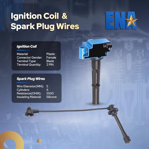 ENA Set of 3 Blue Ignition Coil Pack and Wire Set Compatible with Toyota T100 Tacoma 4Runner Tundra 3.4L V6 1995-2004 Replacement for UF156 C1041 GN10184 90919-02212 5C1308 E679 - Image 2