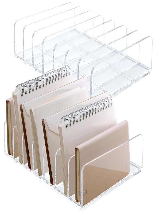 LUOKER Acrylic Mail Organizer - 2 Pcs CD Holder With 7 Compartments, 7 x 5 x 1.57 Transparent Countertop Envelope Organizer for Office, Home Desk(Transparent) - Image 1