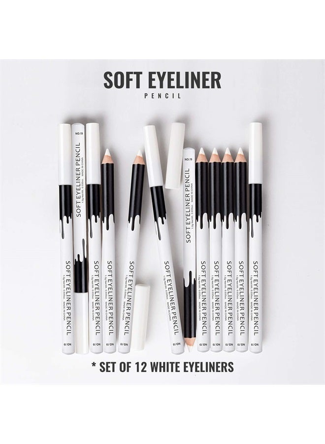 Erinde 12PCS Erinde White Eyeliner Pencil Soft Highlighter Eye Liner Pencil, Lying Eye Brightener Stick, Eyeshadow Pencil Waterproof Hypoallergenic, White Eye Liners Makeup Pencils, Easy to Color, Christmas - Image 4