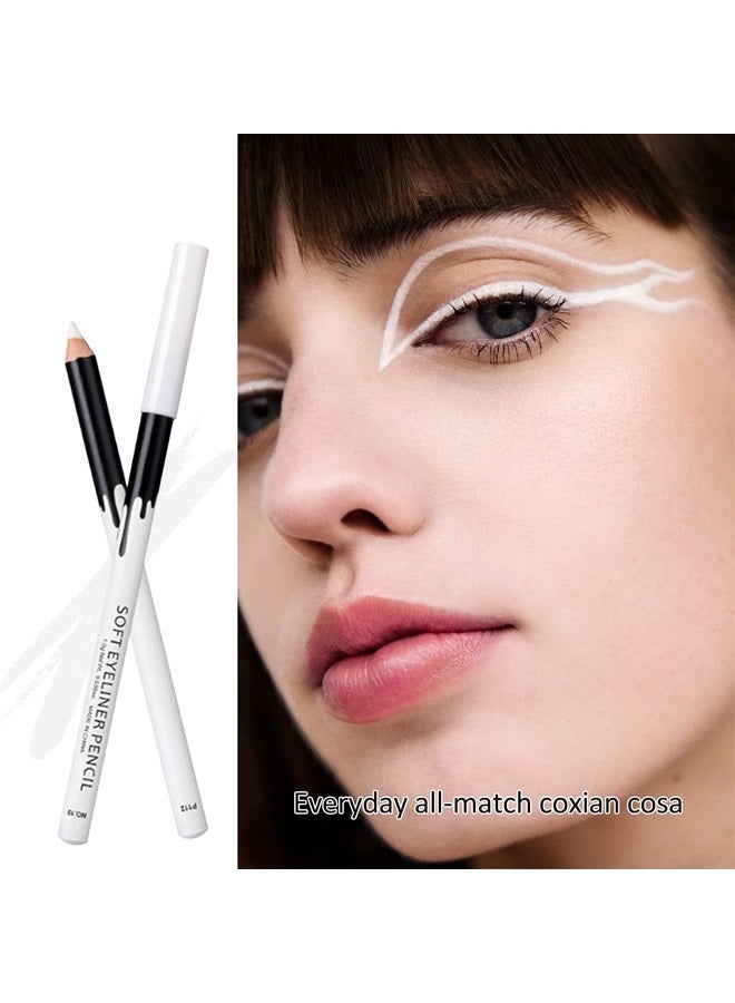 Erinde 12PCS Erinde White Eyeliner Pencil Soft Highlighter Eye Liner Pencil, Lying Eye Brightener Stick, Eyeshadow Pencil Waterproof Hypoallergenic, White Eye Liners Makeup Pencils, Easy to Color, Christmas - Image 1