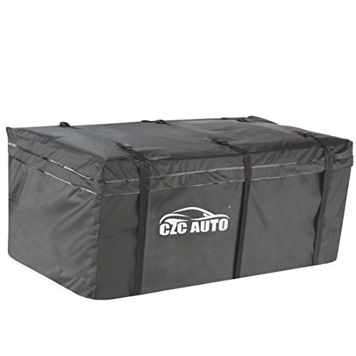 CZC AUTO Hitch Cargo Carrier Bag 20 cu ft WaterproofRainproofWeatherproof Cargo Traveling Bag for Car Truck SUV Vans Hitch Trays and Hitch Baskets Safe Steady Durable Soft Black