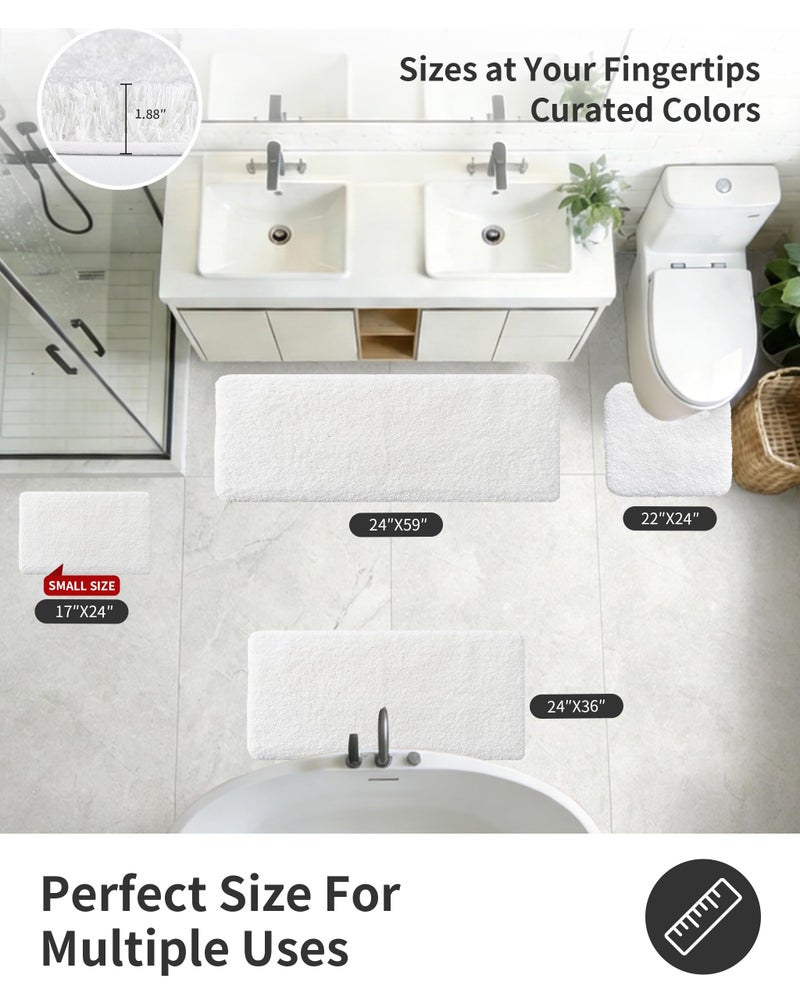 ILANGO White Christmas Bathroom Rugs 24" Ã— 17" Non Slip & Super Absorbent Extra Thick Soft, Washable Bath Mat for Floor, Non Shedding Microfiber Plush Shaggy Bath Rug for Bathtub Shower Room Sink - Image 2