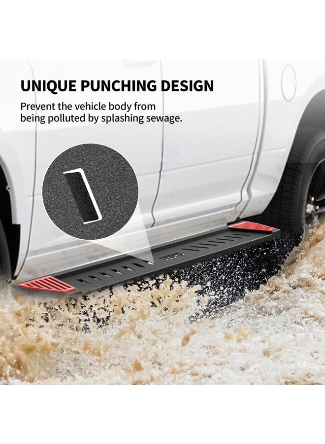 oEdRo 6.5" Running Boards Compatible with 2005-2023 Toyota Tacoma Double Cab, Steel Side Steps Nerf Bars Rails, Black and Red - Image 5