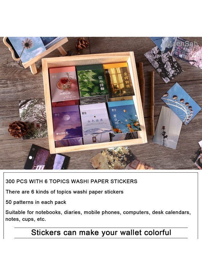 MaehSab Ces Washi Paper Stickers Set, Maehsab Vintage Aesthetic Scenery Daily Nature Life Travel Adhesive Stickers Notes For Scrapbook Journaling Stamping Notebook Diary Craft Album Making(6 Topics) - Image 3