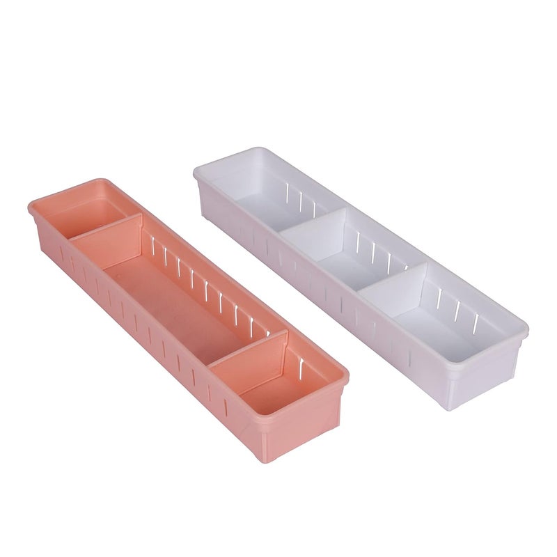 Liza Liza Adjustable Stretchable Interlocking Drawer Clapboard DividerGrid Closet Sorting PartitionPlastic Strips Separators Cabinet Storage Box SocksMakeup Set of 2 PcMulti Color - Image 1