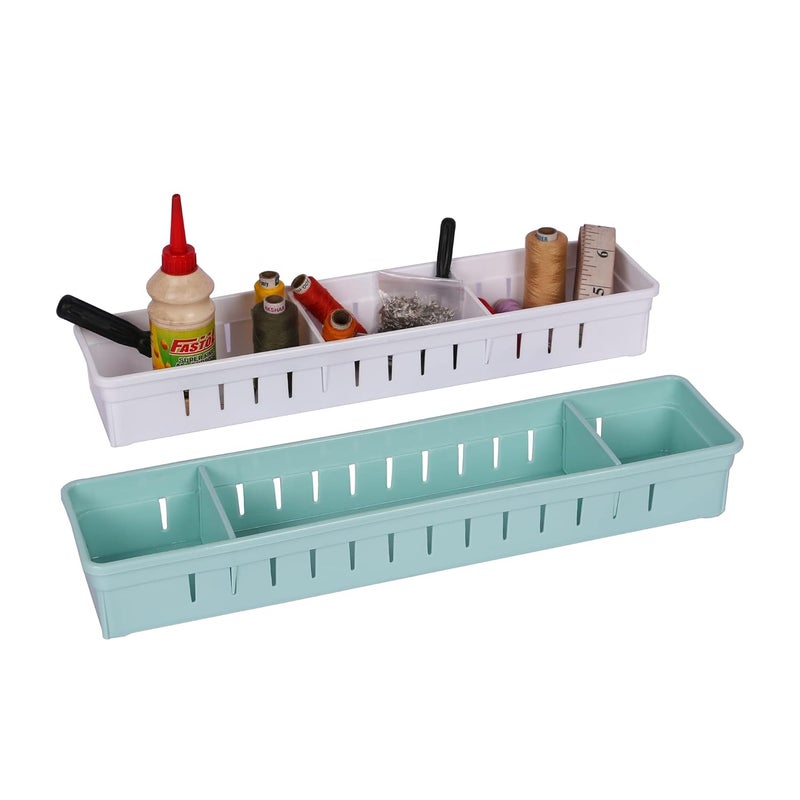 Liza Liza Adjustable Stretchable Interlocking Drawer Clapboard DividerGrid Closet Sorting PartitionPlastic Strips Separators Cabinet Storage Box SocksMakeup Set of 2 PcMulti Color - Image 3
