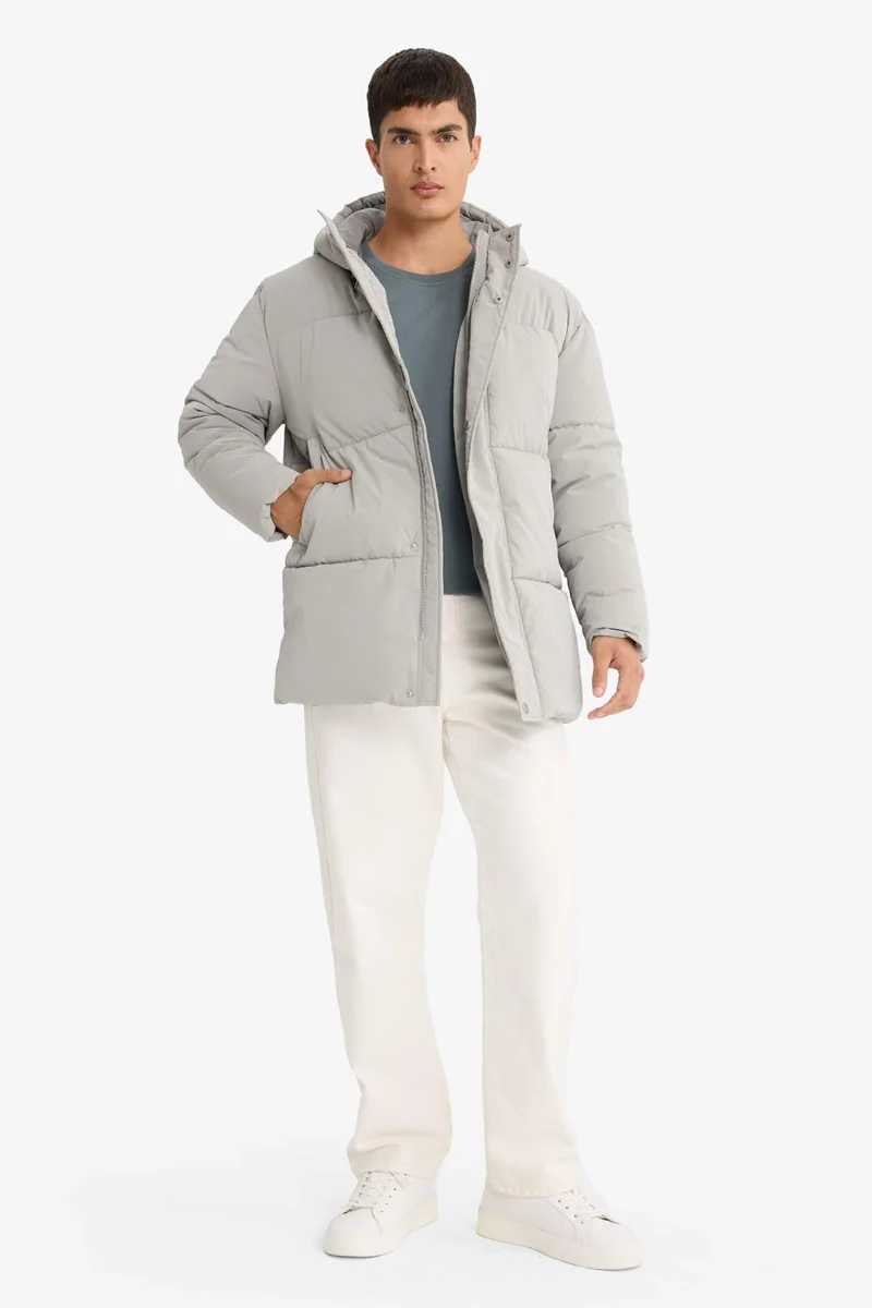 DeFacto Regular Fit Hooded Lined Windproof Waterproof Puffer Jacket