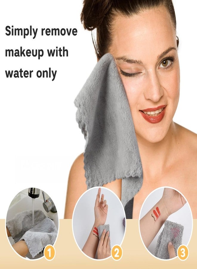 SUNLAND Microfiber Face Cloth Reusable Makeup Remover Facial Cleansing Towel Ultra Soft Face Washcloth 12inchx12inch 6 Pack Grey - Image 4