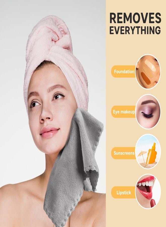 SUNLAND Microfiber Face Cloth Reusable Makeup Remover Facial Cleansing Towel Ultra Soft Face Washcloth 12inchx12inch 6 Pack Grey - Image 2