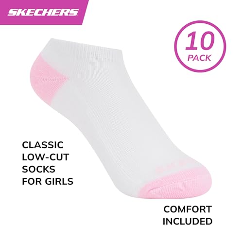 SKECHERS جوارب سكيشرز للبنات - عبوة 10 قطع، للاستخدام اليومي للأطفال، ناعمة ومريحة، متعددة الألوان، 5-6.5 - Image 2