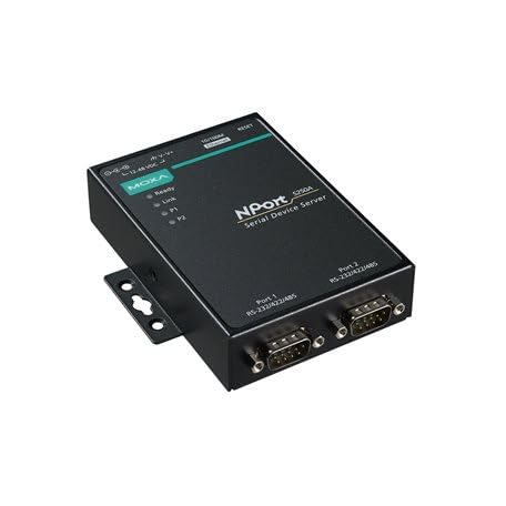 MOXA NPort 5250A - 2 Ports Device Server, 10/100M Ethernet, RS-232/422/485, DB9 Male, 15KV ESD, 0.5KV Serial Surge, 12~48VDC, 0~60°C - Image 1