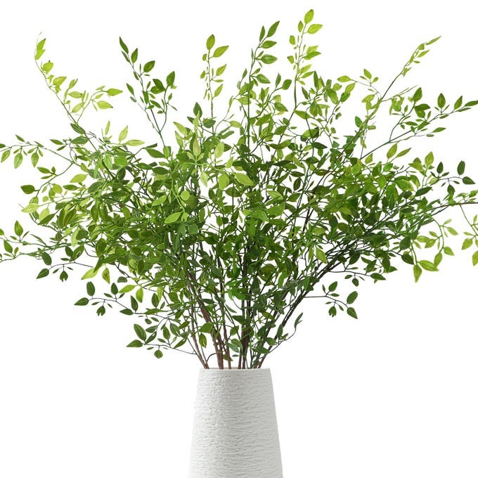 2PCS ARTIFICIAL PLANTS 433IN ARTIFICIAL GREENERY STEMS NANDINA LEAVES STEMS BRANCHES ARTIFICIAL BAMBOO PLANT FOR VASE FAKE SHRUBS PLANTS GREEN BUSHES FOR SHOP GARDEN OFFICE HOME DECOR