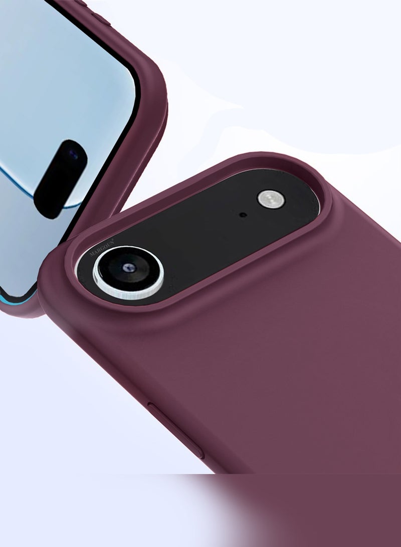 CATANES 2 Packs Silicone Protective Phone Case for iPhone 17 Air , Soft Anti-Scratch Microfiber Lining Ultra Slim Drop Protection Phone Cover with Privacy Screen Protector - Burgundy - Image 3