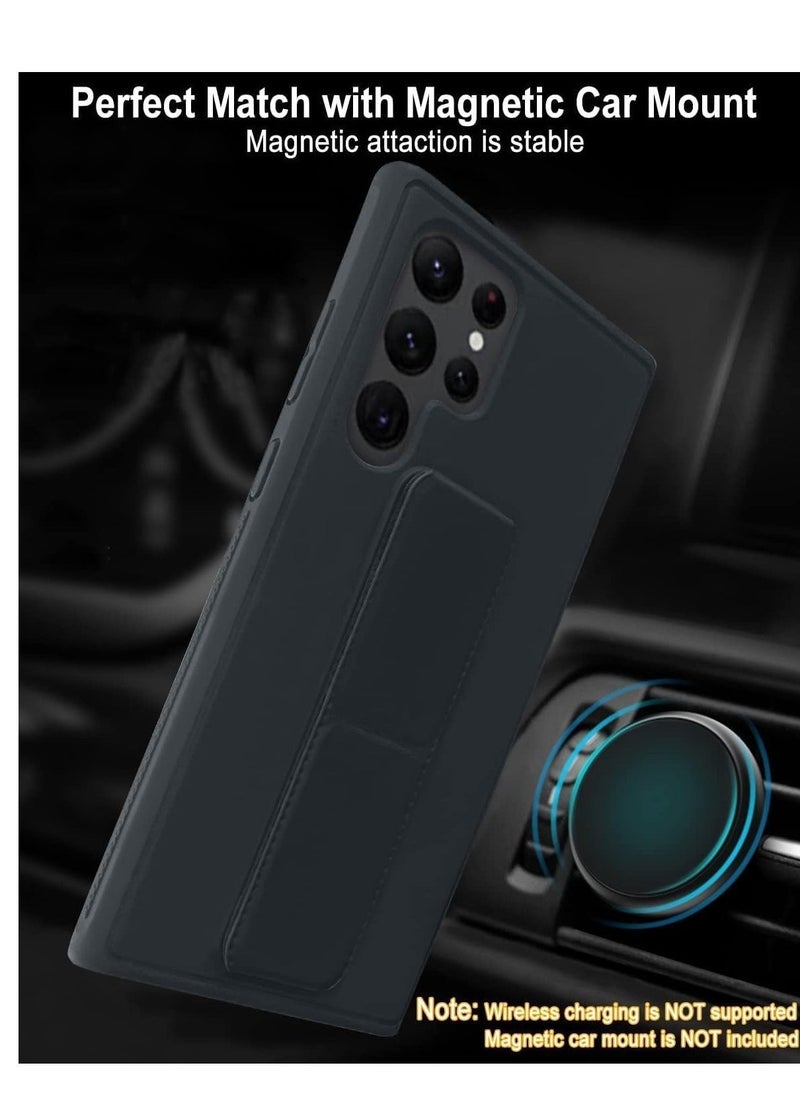 ELTRAZONE Samsung Galaxy S24 Ultra Case Cover Magnetic Car Mount Kickstand & Holder, Premium Silicone Vertical & Horizontal Hand Strap and Grip with Multi Stand for Samsung Galaxy S24 Ultra - Image 3