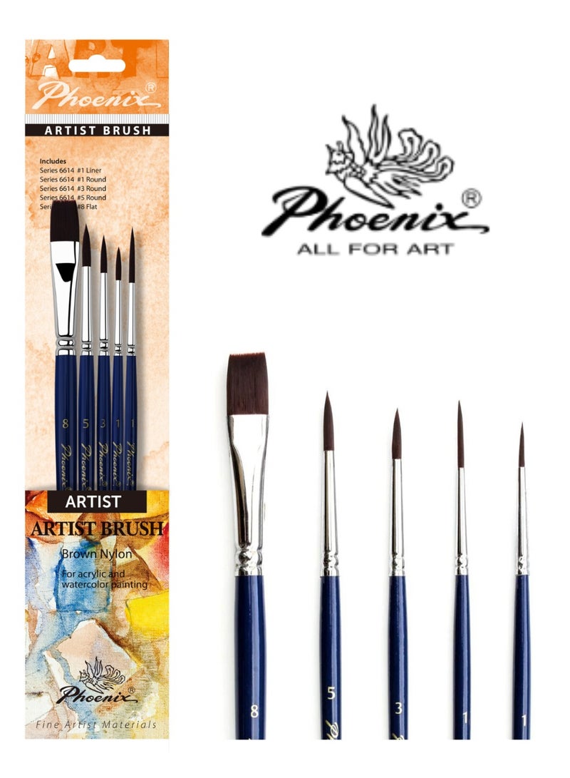 Phoenix Brush set (5) for Acrylic and Watercolor - Image 1