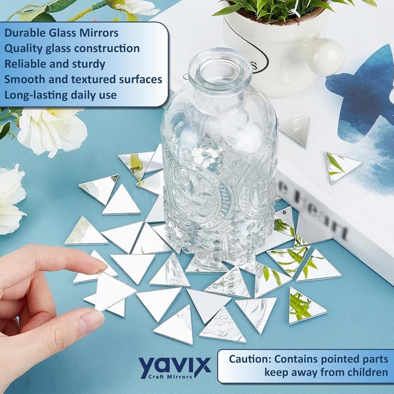 YAVIX YAVIX Mirrors Shapes for Crafts Perfect for Lippan Fabric Mandala Art Jewelry Making 110 Medium and 210 Small Shapes Mirrors Total 320 Triangle Shape  - Image 3