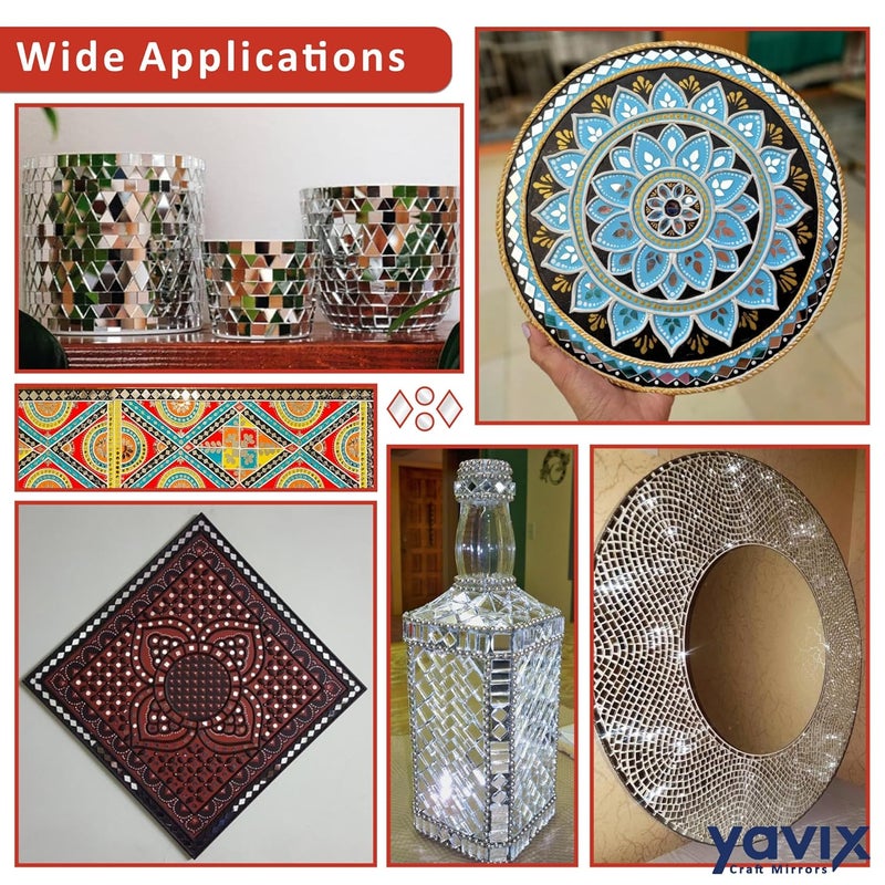 YAVIX YAVIX Mirrors Shapes for Crafts Perfect for Lippan Fabric Mandala Art Jewelry Making 110 Medium and 210 Small Shapes Mirrors Total 320 Triangle Shape  - Image 4