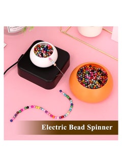 KASTWAVE Electric Bead Spinner, Adjustable Speed Beading Bowl Spinner Kit with 3 Beading Needles, Automatic Fast Clay Beads Spinner for DIY Bracelets Necklace Jewelry Making, Orange  - Image 4