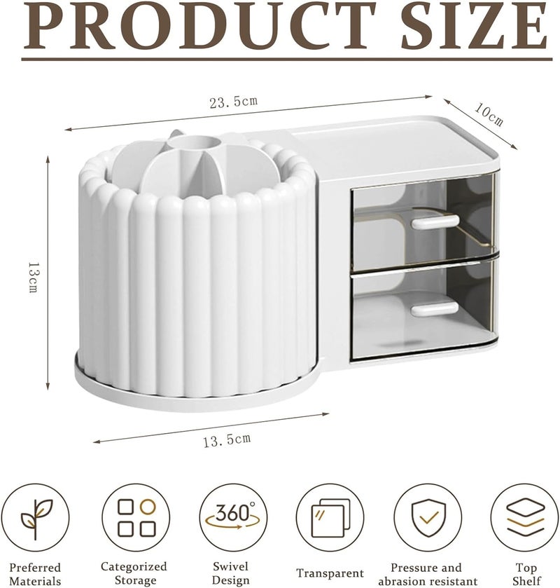 Bayleef Light luxury cosmetics storage box desktop dressing table skin care shelf table storage and finishing rotating small Pen Holder Aesthetic View - Image 3