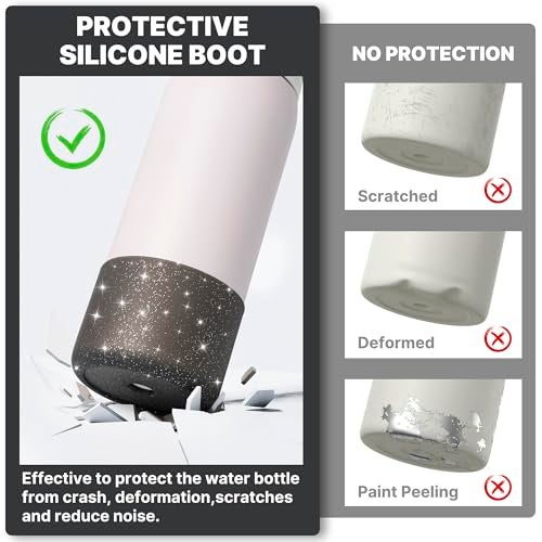 Diumepo Silicone Boot for 32 oz Owala Water Bottles, Anti-Slip Protective Sleeve for Owala Twist & FreeSip & Flip Insulated Water Bottle, Boot Bottom Base (Glitter Black) - Image 5