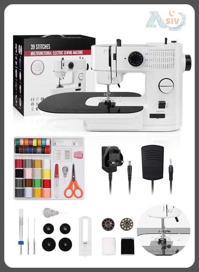 ASIV Double Needle Double Thread 39 Stitch Home Multifunctional Overlocking Electric Sewing Machine (Power 9W)