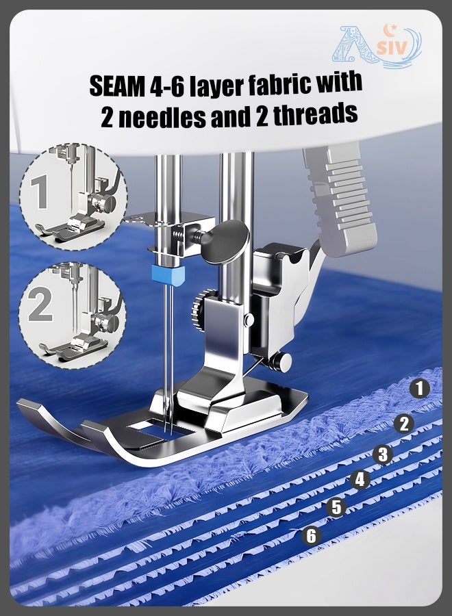 ASIV Double Needle Double Thread 39 Stitch Home Multifunctional Overlocking Electric Sewing Machine (Power 9W) - Image 5