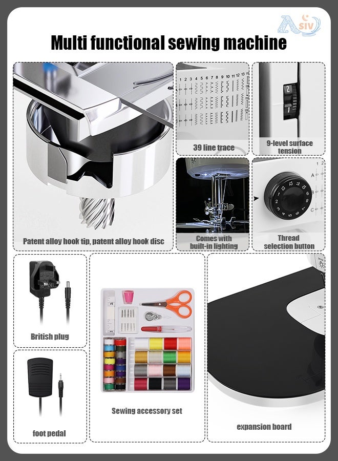 ASIV Double Needle Double Thread 39 Stitch Home Multifunctional Overlocking Electric Sewing Machine (Power 9W) - Image 3
