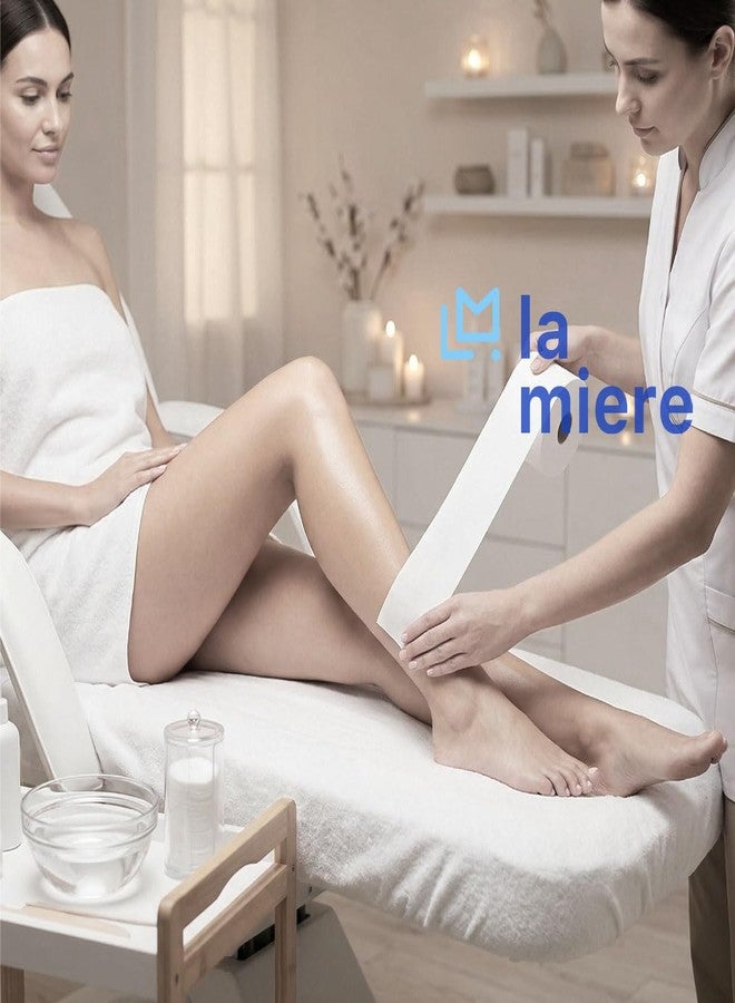 LA MIERE لفافة إزالة الشعر غير المنسوجة من لا مير لإزالة شعر الجسم والوجه، مقاومة للتمزق، خالية من الوبر، 3 بوصات × 55 ياردة، أبيض - Image 3