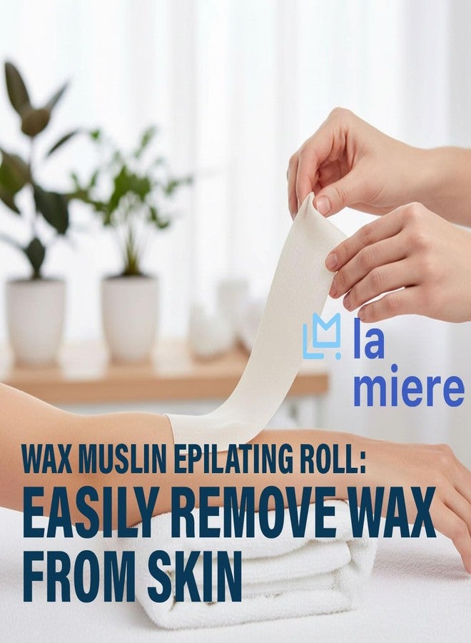 LA MIERE لفافة إزالة الشعر غير المنسوجة من لا مير لإزالة شعر الجسم والوجه، مقاومة للتمزق، خالية من الوبر، 3 بوصات × 55 ياردة، أبيض - Image 2