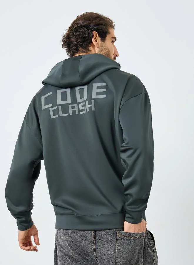 Oversized Front and Back HD Print Scuba Hoodie