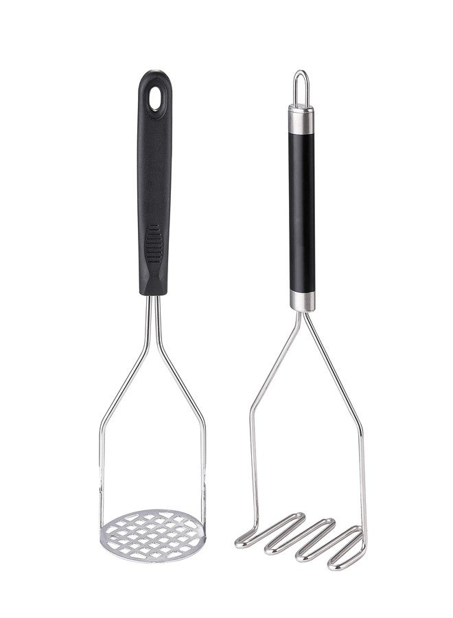 OLULU 2PCS Potato Masher, OLULU Heavy Duty Stainless Steel Mashed Potatoes Masher, Masher Kitchen Tool for Avocado, Potatoes, Beans, Meat, Vegetables, 10.24inch, Dishwasher Safe - Image 1
