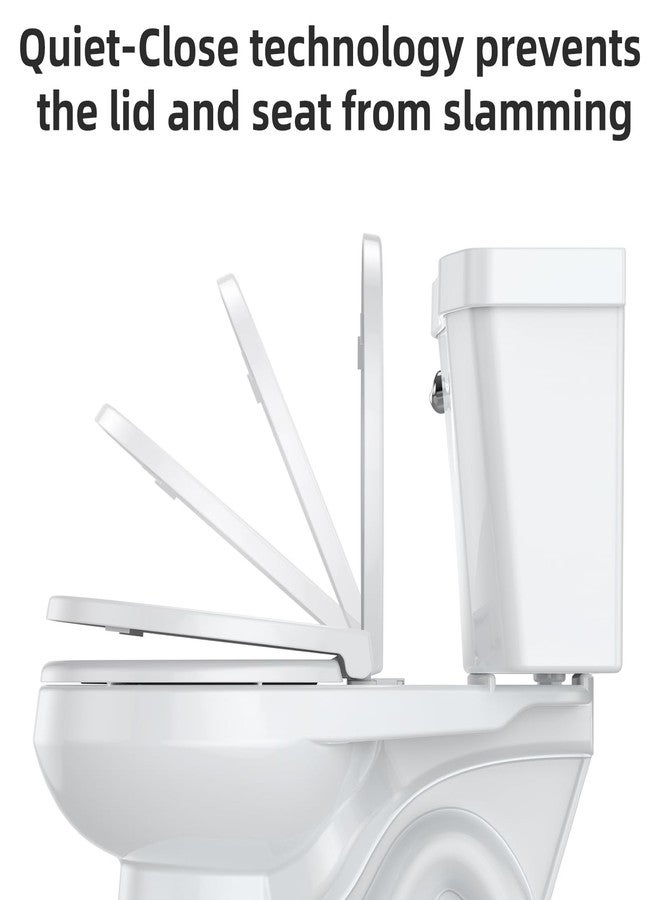 GAOMON Toilet Seat,Round Toilet Seat with Quiet-Close, Quick-Attach Hardware with Grip-Tight Bumpers, Quick-Release Design,Slow-Close Toilet Seat, Full Flat White - Image 2