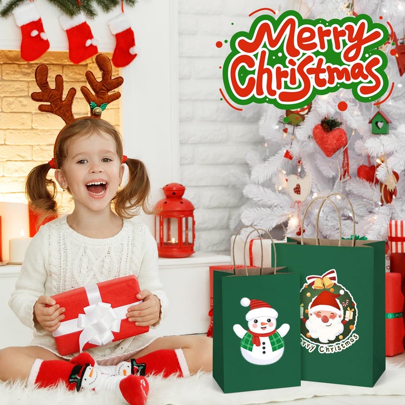 BagDream Forest Green Gift Bags with Handles 8x4.25x10.5 Inch 25Pcs Medium Kraft Paper Bags for Christmas, Thanksgiving, Craft, Party Favors, Retail, Grocery, Recyclable Paper Sacks - Image 5