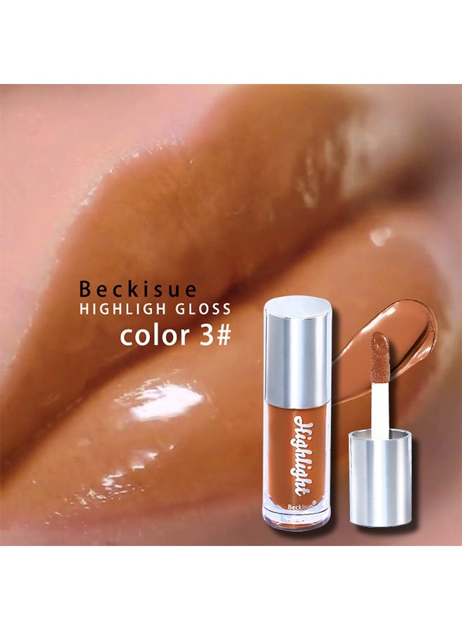 Beckisue Lip Gloss-Ultra-Hydrating & Nourishing, Smooth Glossy Finish Lip Glow Oil,Long Lasting Lightweight Non Sticky Portable Lip Oil,Lip Care to Fade Lines and Exfoliate Dead Skin（#03） - Image 4